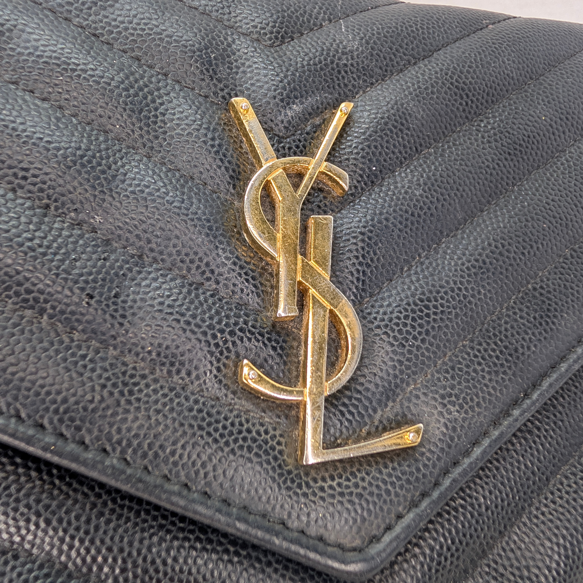 Saint Laurent Cassandre Envelope Chain Wallet Black