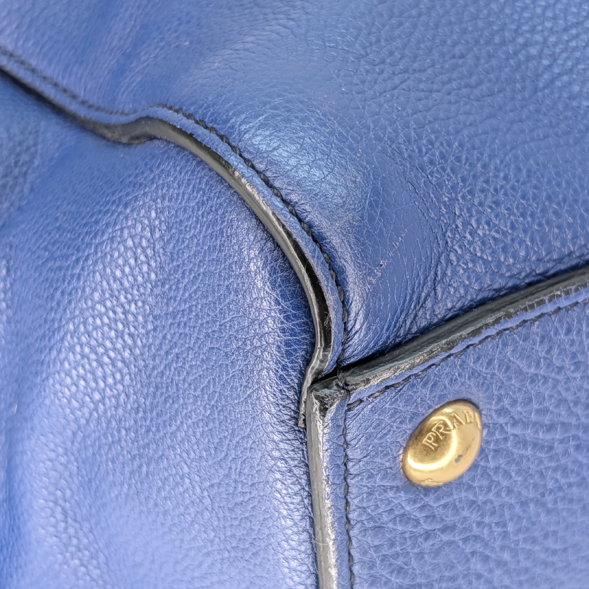 Prada Vitello Daino Leather Tote Bag Blue