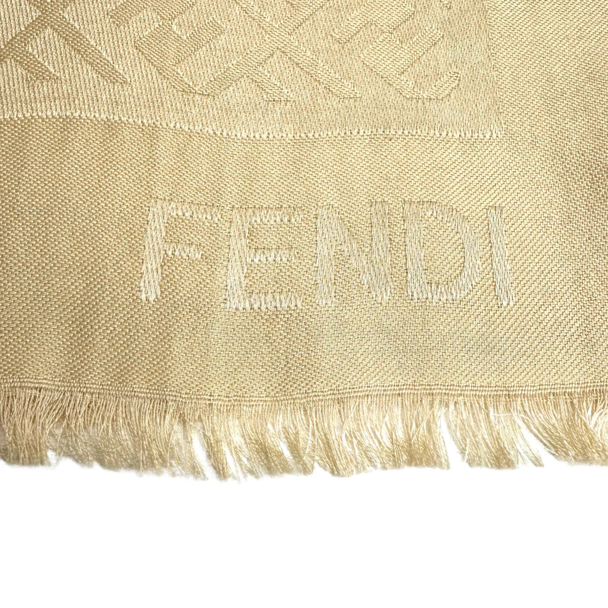 Fendi Silk Scarf Shawl Monogram Beige - Lost Designer