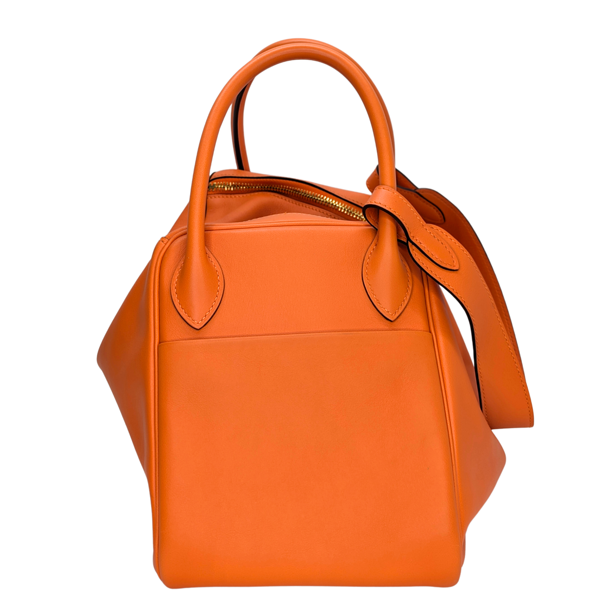Hermes Lindy 30 جلد سويفت برتقالي أجهزة ذهبية X ختم