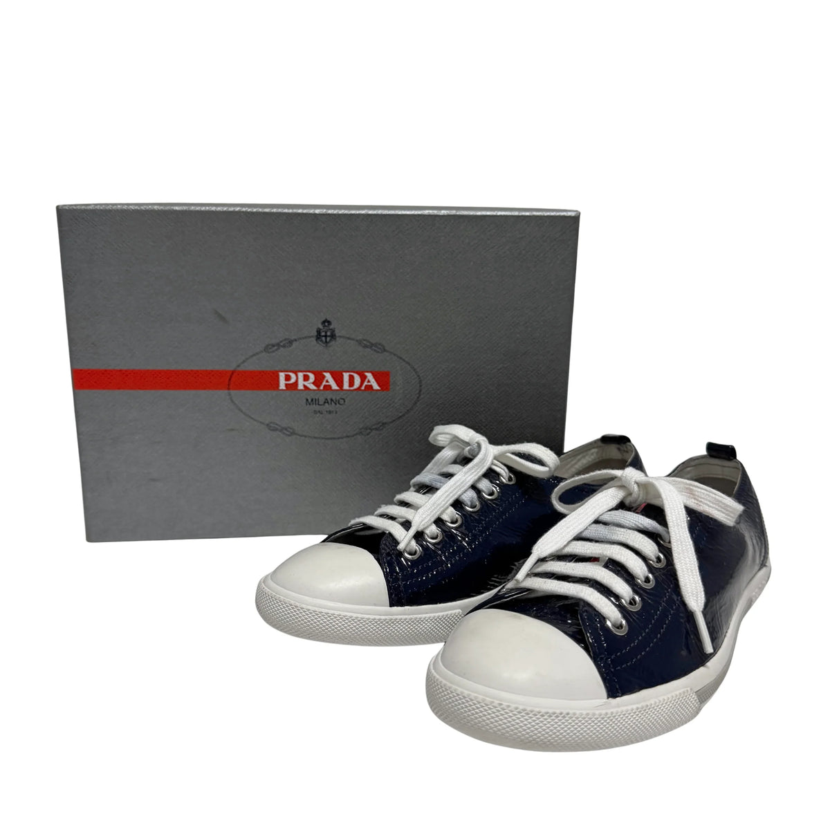 Prada Naplak Royal Patent leather sneakers Women's size 37 - Lost Designer