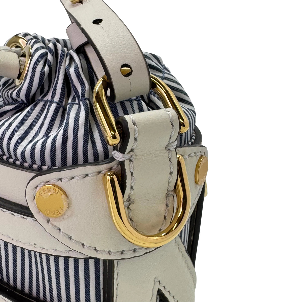 Fendi Nylon Vitello Step Out Bucket Shoulder Bag Beige Mini - Lost Designer