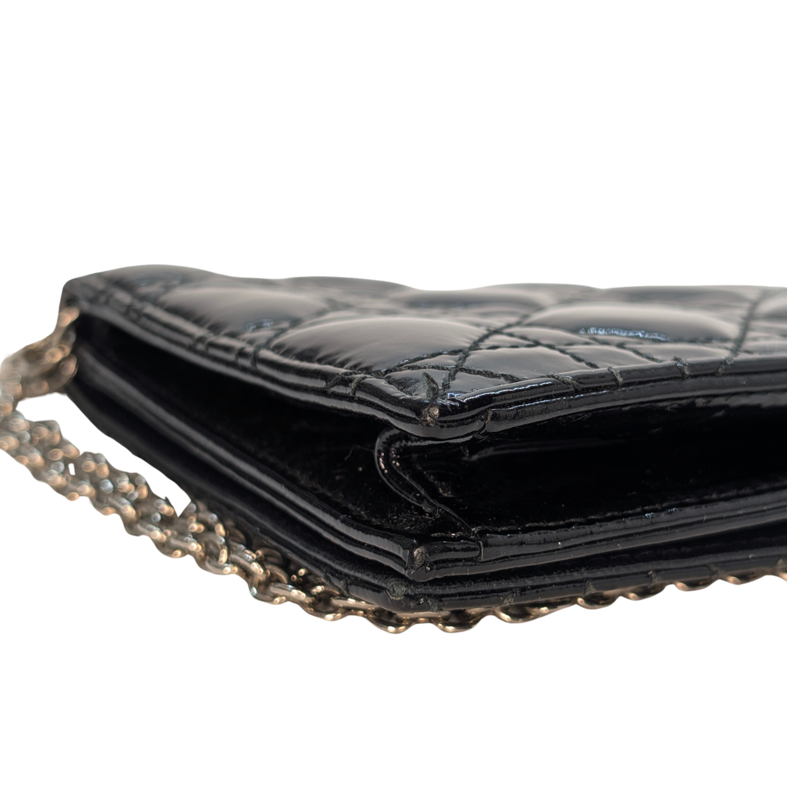 Dior Patent Leather Clutch on Chain Black