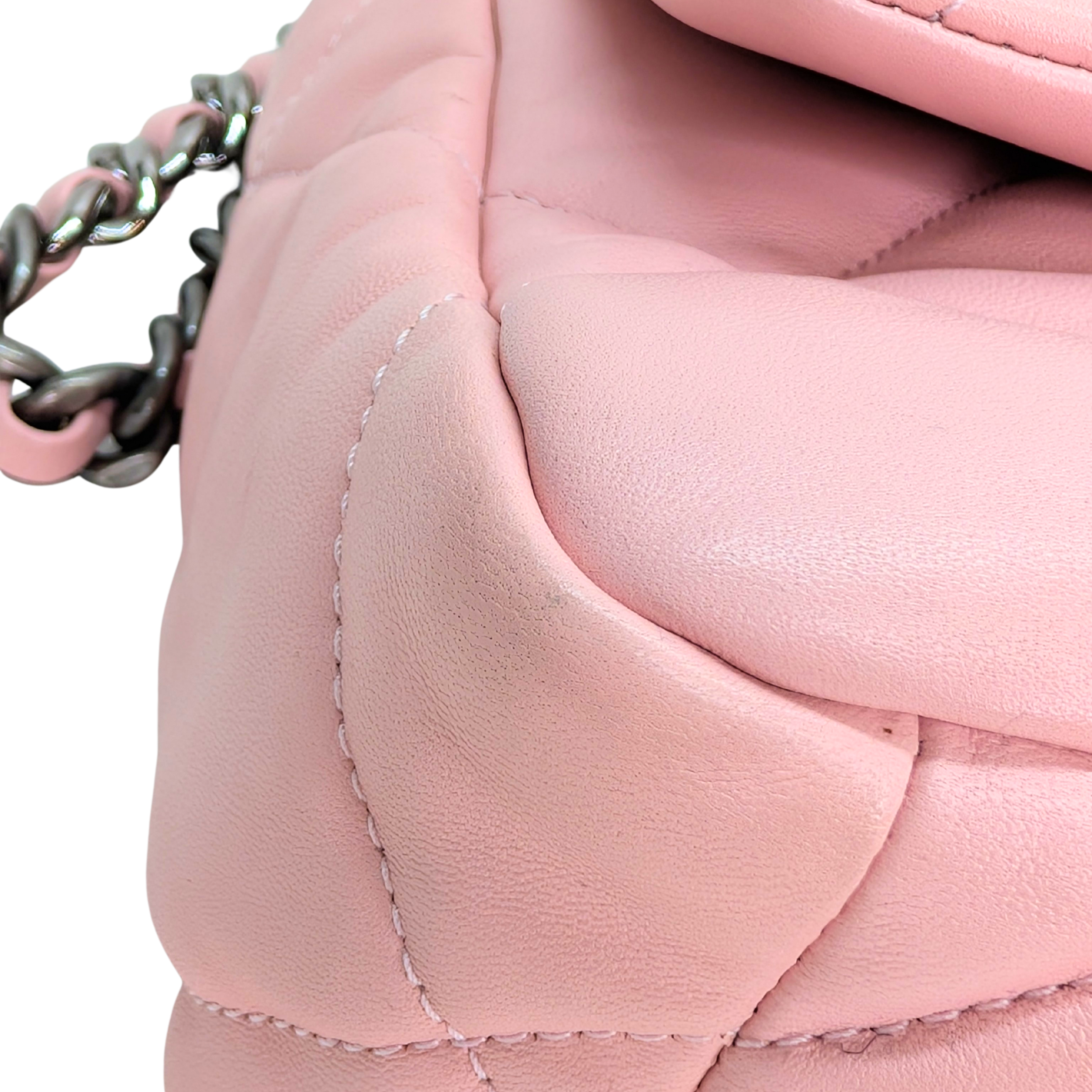 Chanel 19 Small Light Pink Lambskin Bag Microchip