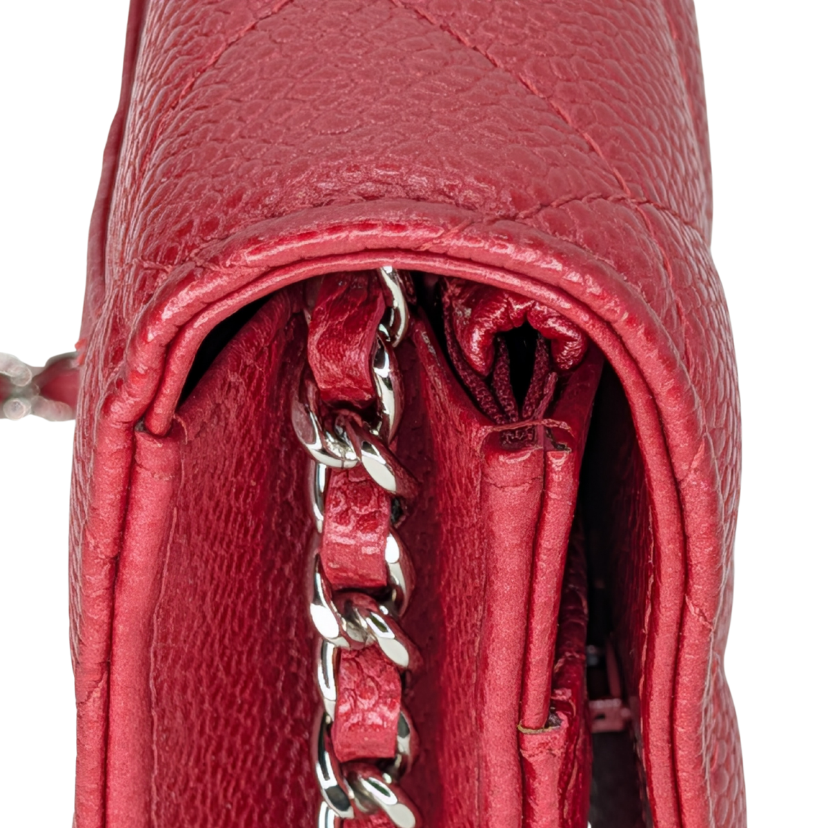 Chanel Caviar Wallet On Chain Red