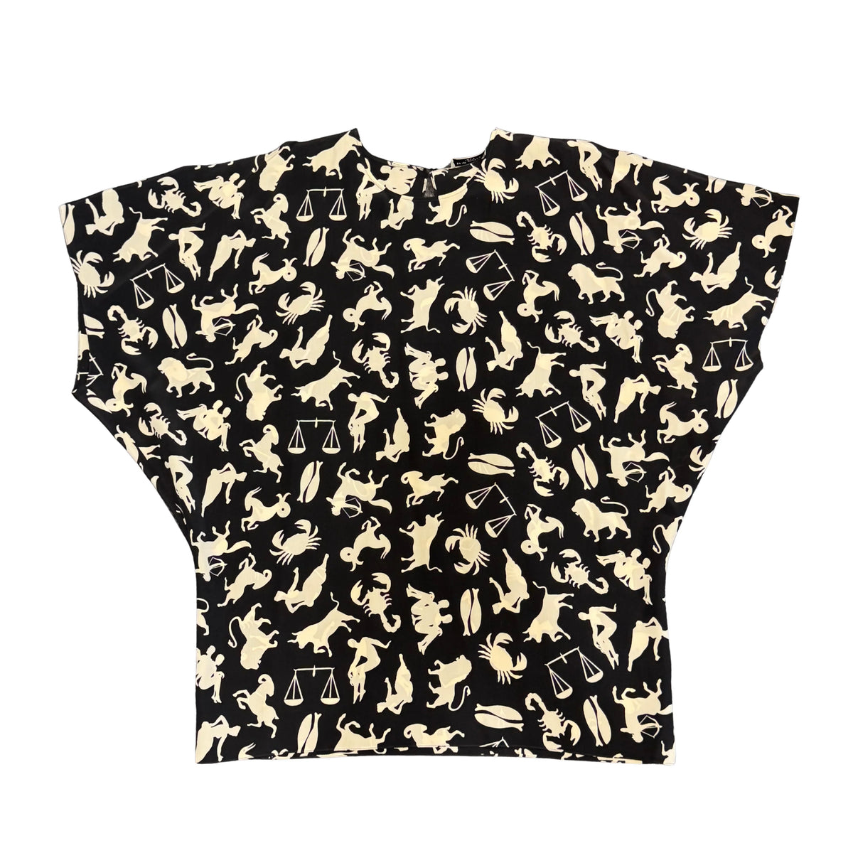 Saint Laurent Black/Cream Silk Zodiac Print Blouse Shirt 40 - Lost Designer