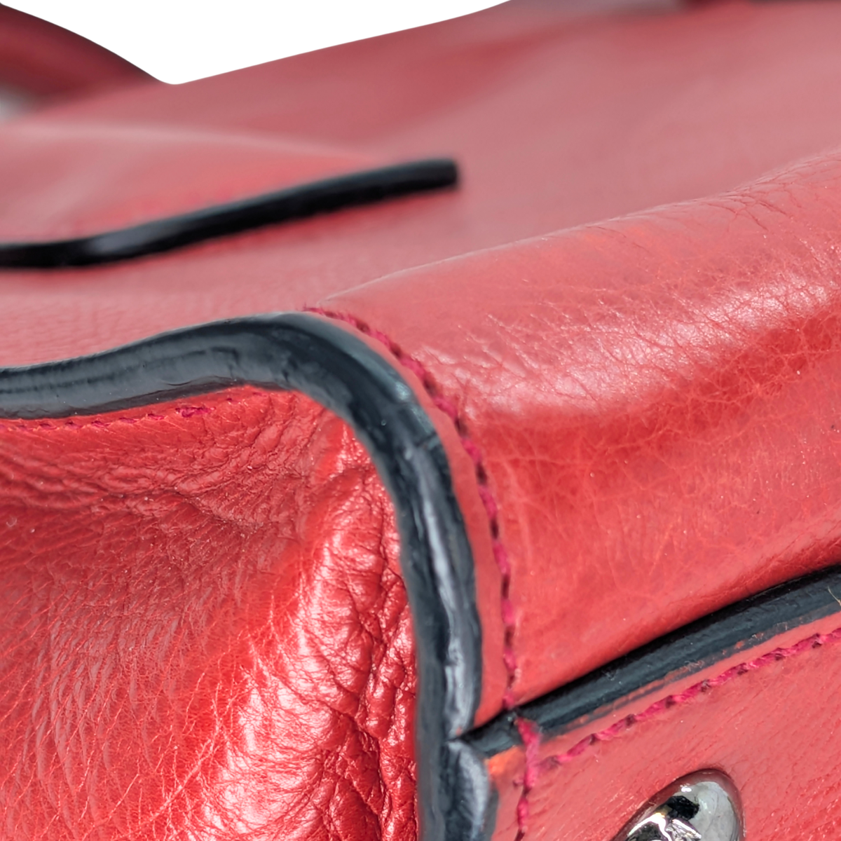 Prada Glace Calf Leather Twin Pocket Double Handle Tote Red