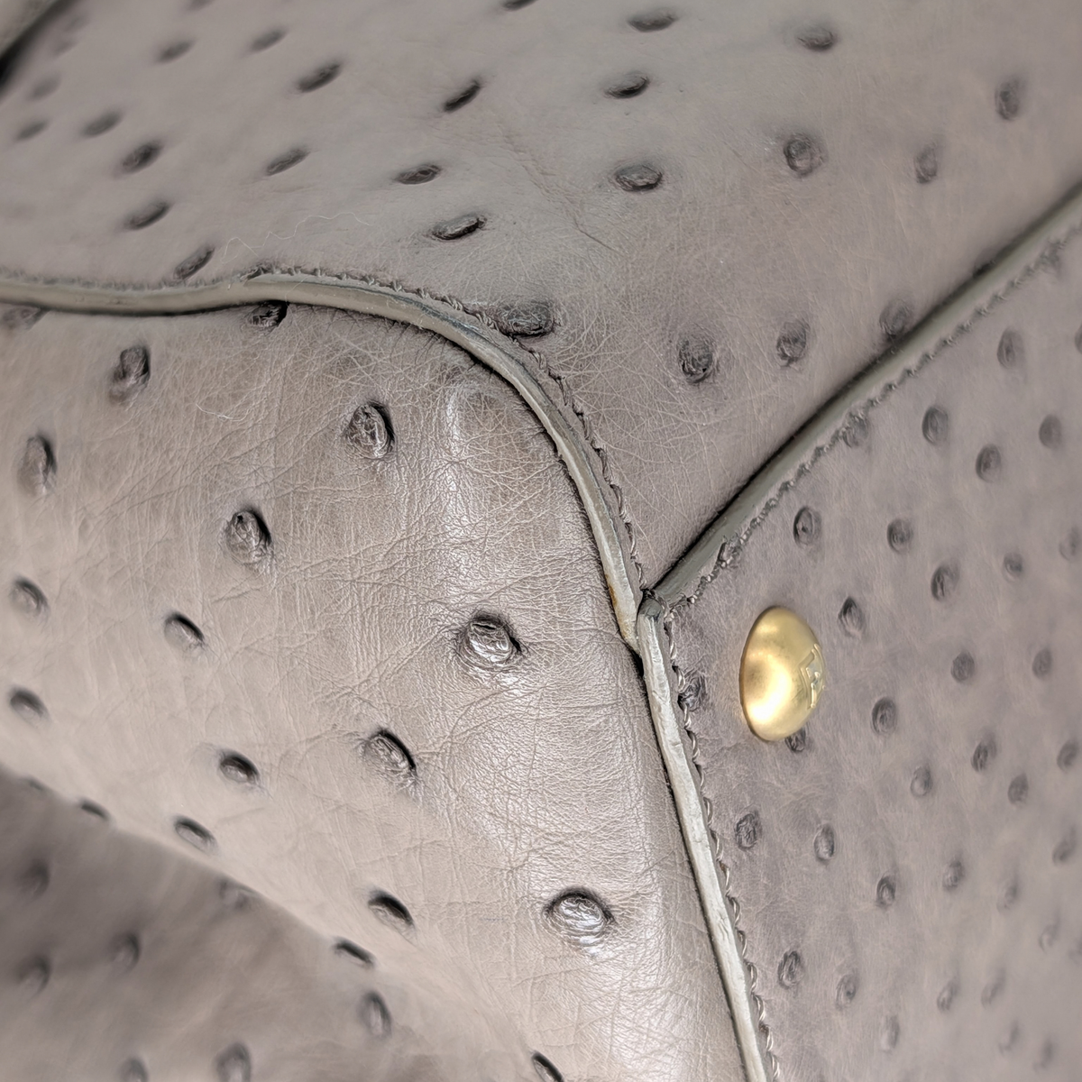 Fendi Peekaboo Large Ostrich Bag Taupe Grey
