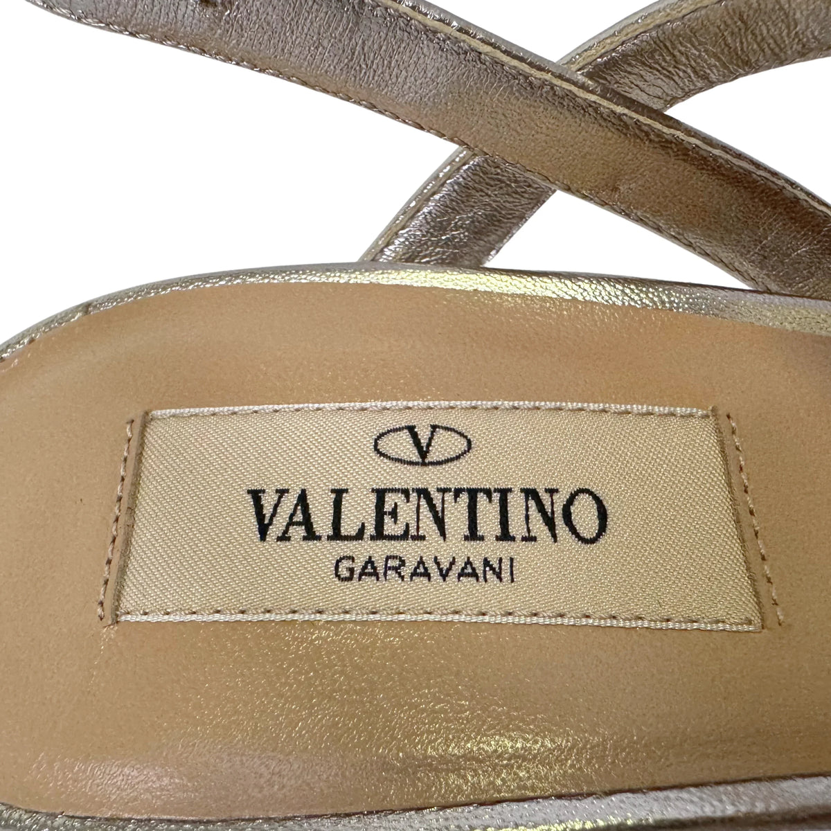 Valentino Metallic Nappa Rockstud T-Strap Slingback Sandals Heels, 39 - Lost Designer