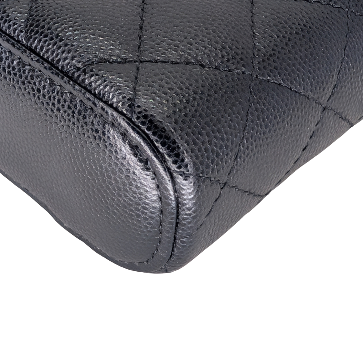 Chanel Caviar Quilted Small Vertical Coco Beauty Vanity Case with Chain Black