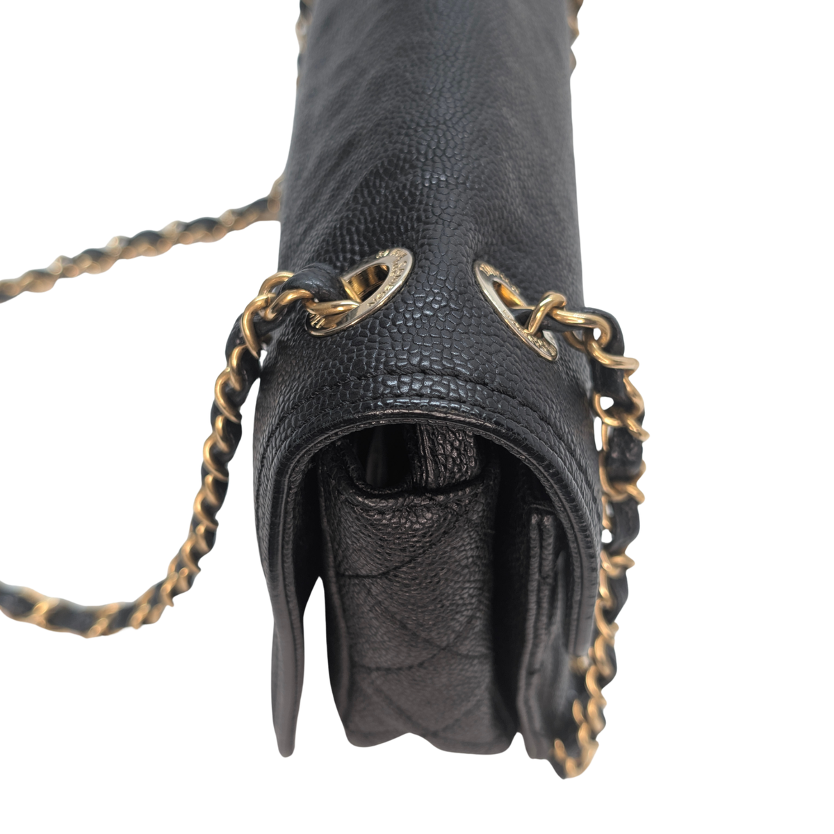Chanel Mademoiselle 2.55 Cavier Leather Lock Flap Bag Black