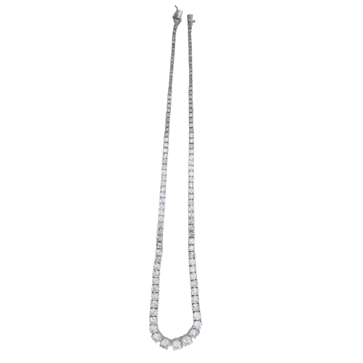 20.0Ct Natural Brilliant Diamond Graduating Tennis Necklace Platinum