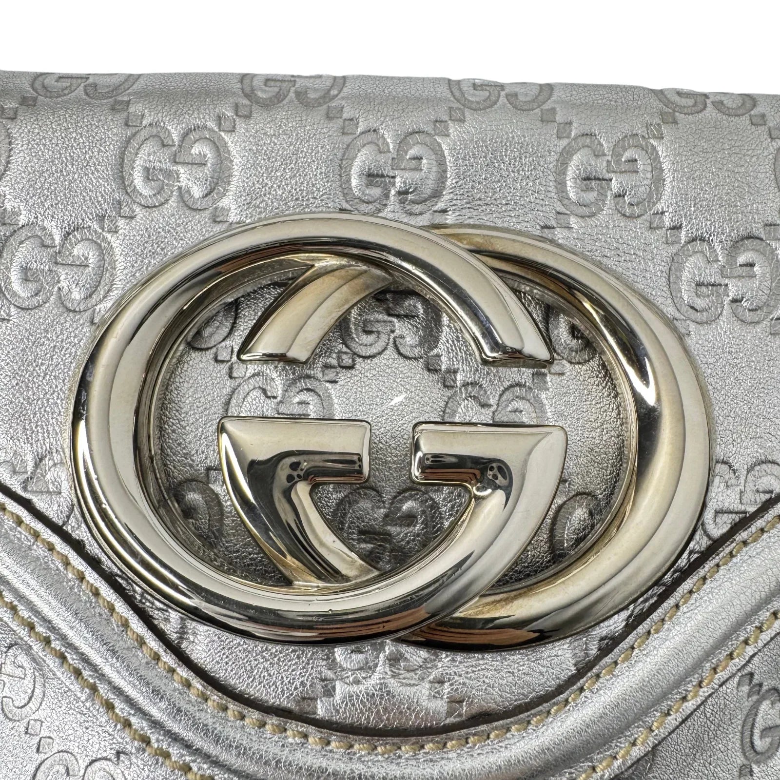 Gucci Guccissima Small Britt Tassel Shoulder Bag – Silver - Lost Designer