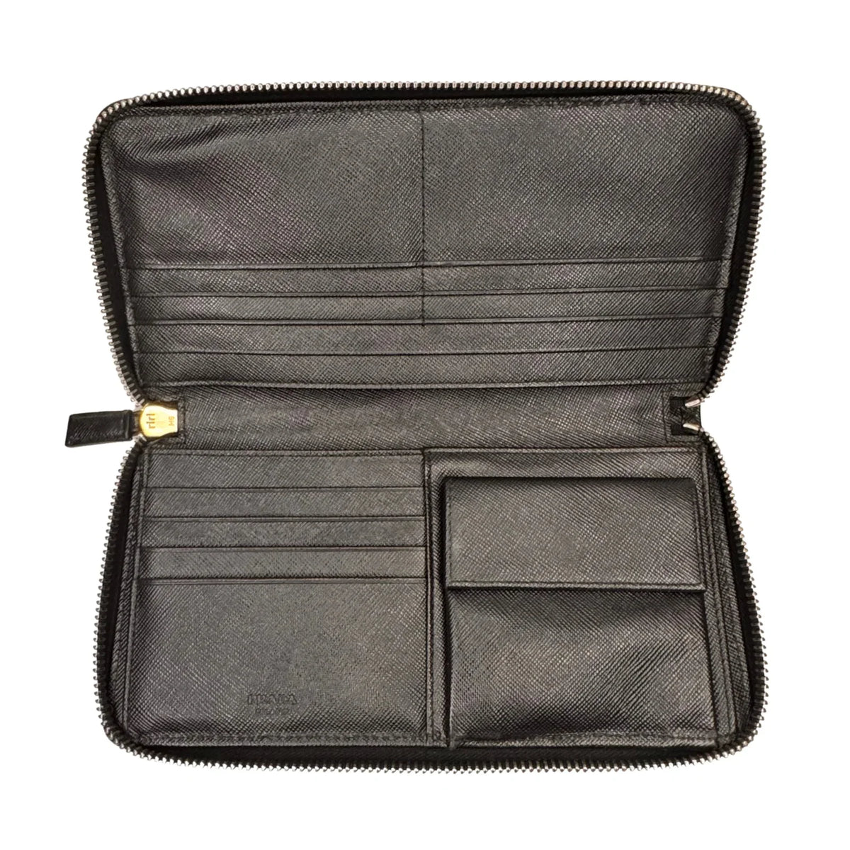 Prada Saffiano Leather Zip-Around Long Wallet – Nero Black - Lost Designer