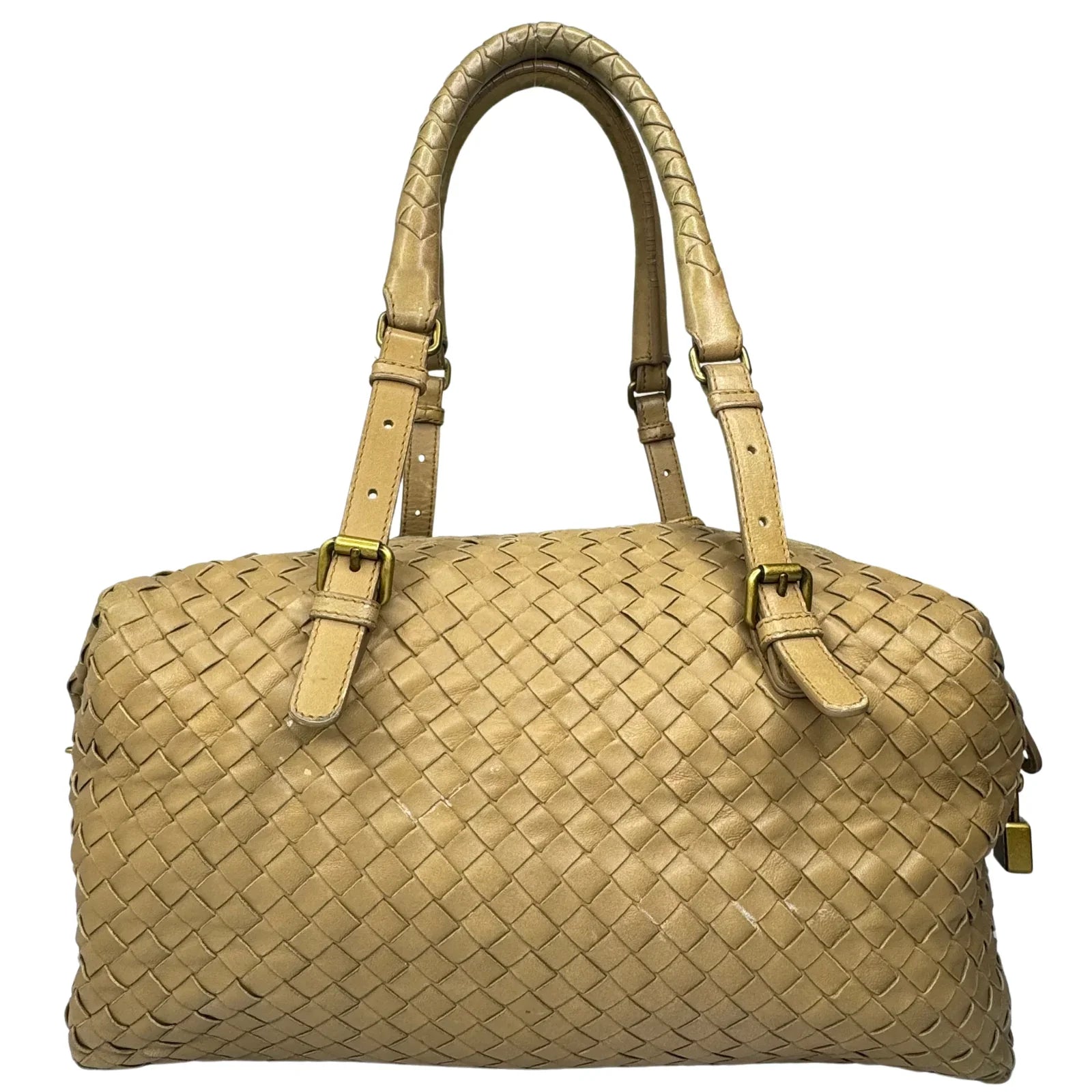 Bottega Veneta Nappa Intrecciato Padlock Montaigne Moutarde Beige Bag - Lost Designer