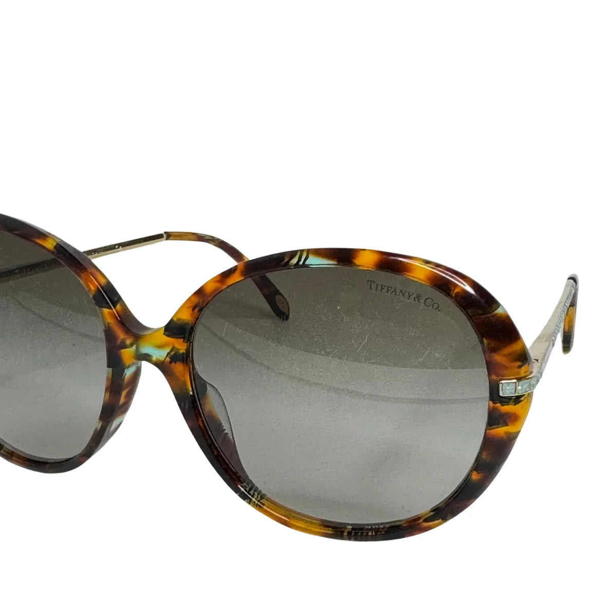 Tiffany & Co. Tortoiseshell Oversized Crystal Arm Sunglasses - Lost Designer