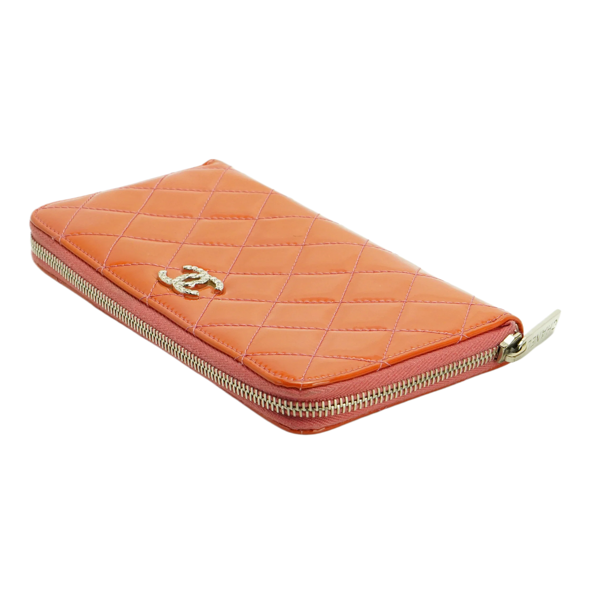 Chanel Orange Enamel Matelassé Wallet - Lost Designer