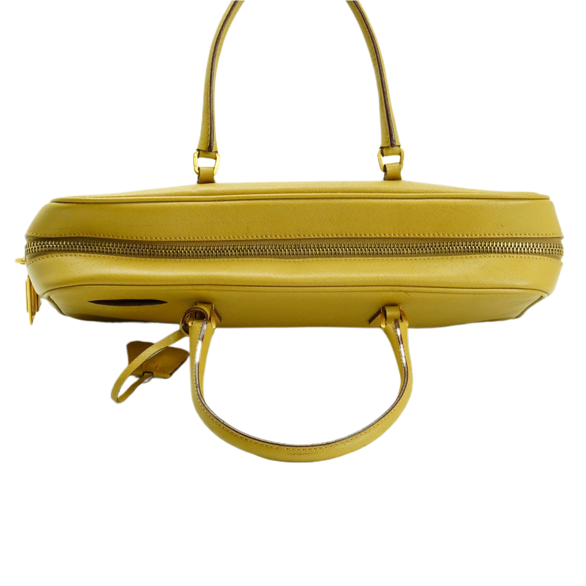 Prada Saffiano Leather Mustard Yellow Handbag - Lost Designer