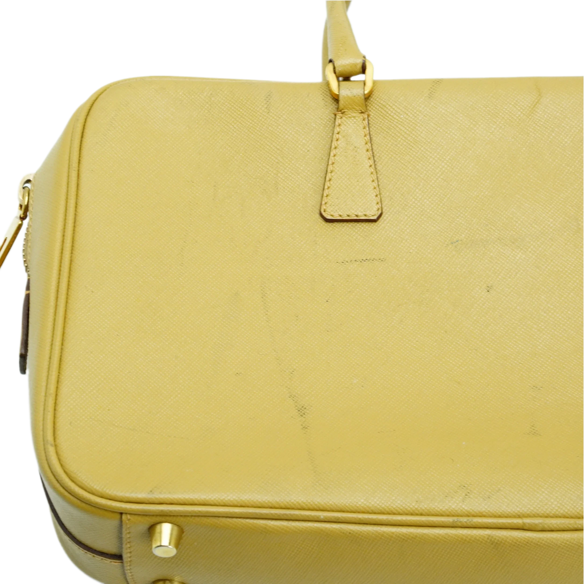 Prada Saffiano Leather Mustard Yellow Handbag - Lost Designer