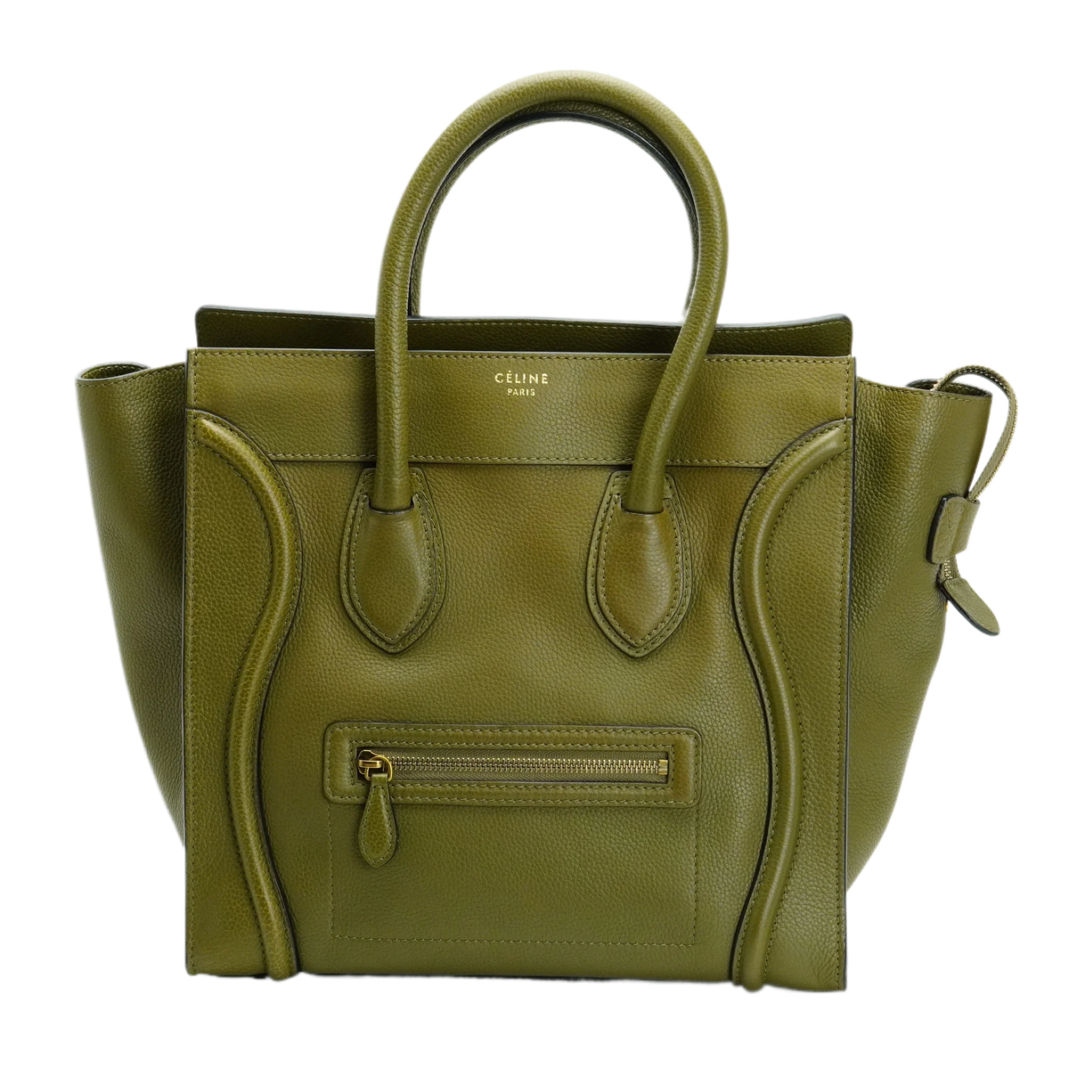 Celine Olive Green Calfskin Mini Luggage Handbag - Lost Designer