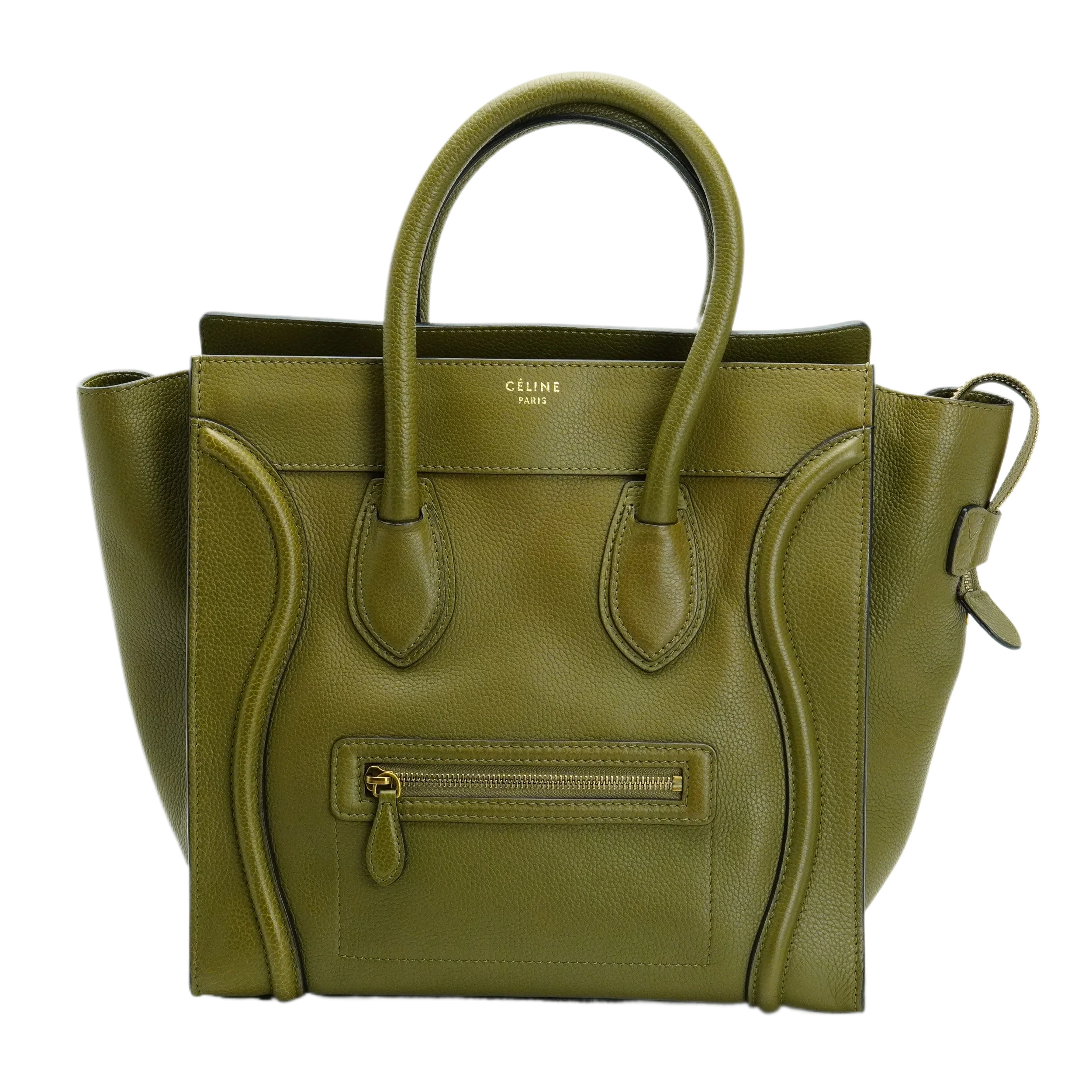 Celine Olive Green Calfskin Mini Luggage Handbag - Lost Designer