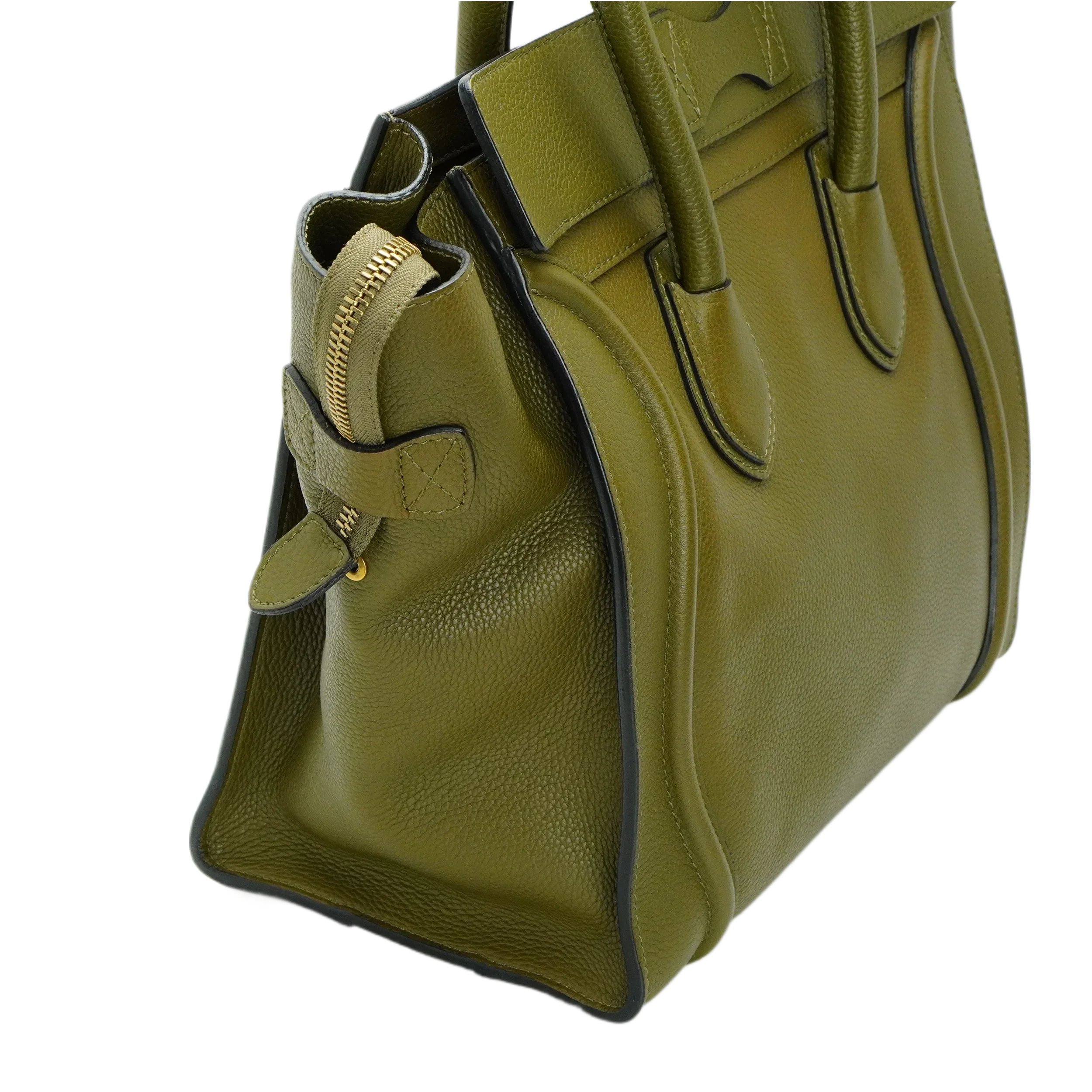 Celine Olive Green Calfskin Mini Luggage Handbag - Lost Designer