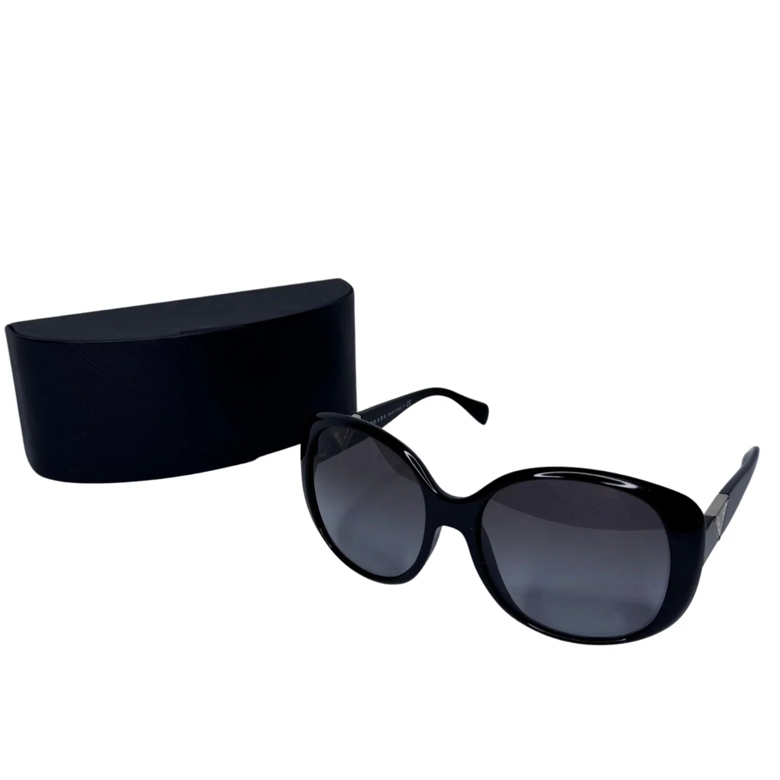Prada SPR 150 Black Acetate Oversized Round Sunglasses - Lost Designer