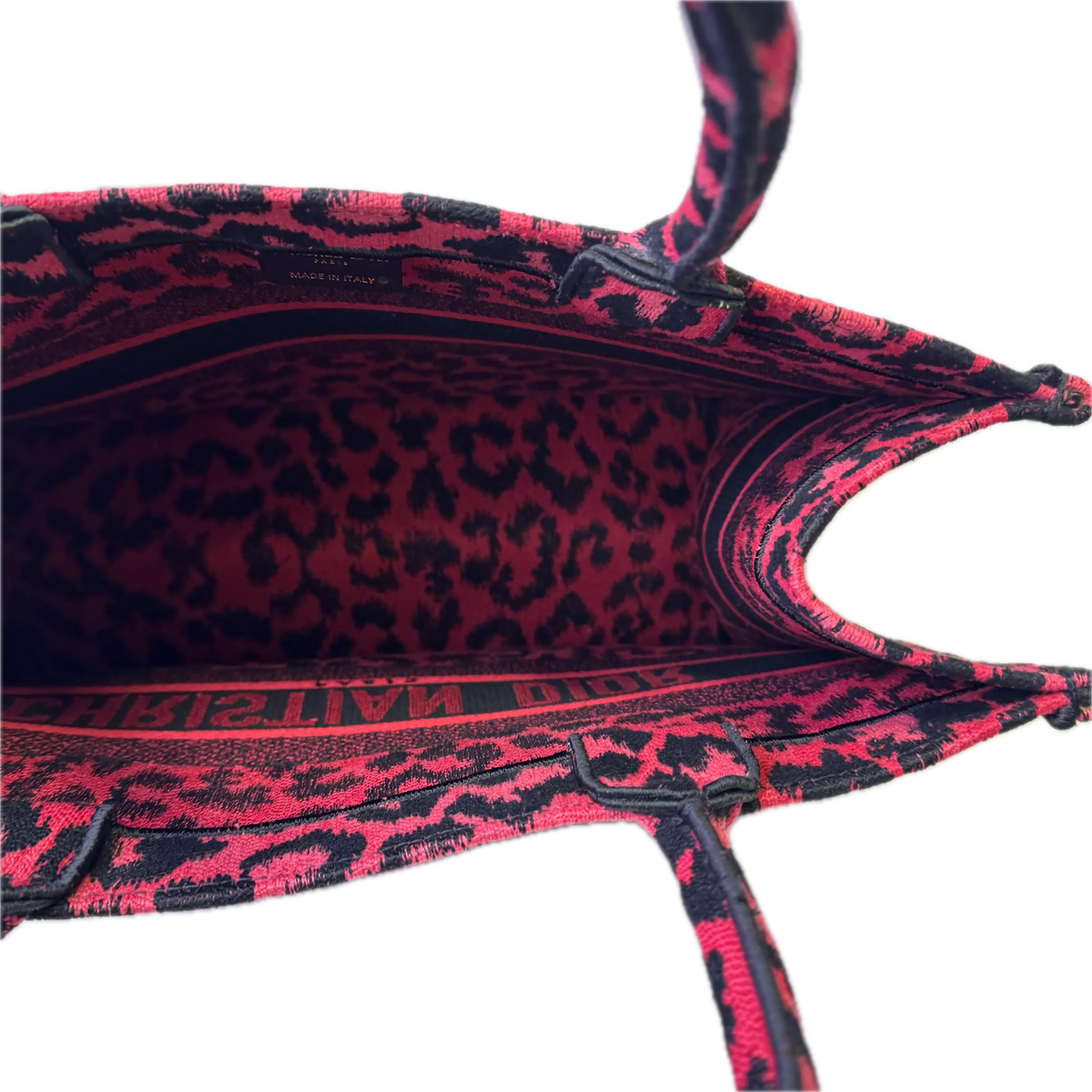 Dior Book Tote Medium Leopard Red - Lost Designer