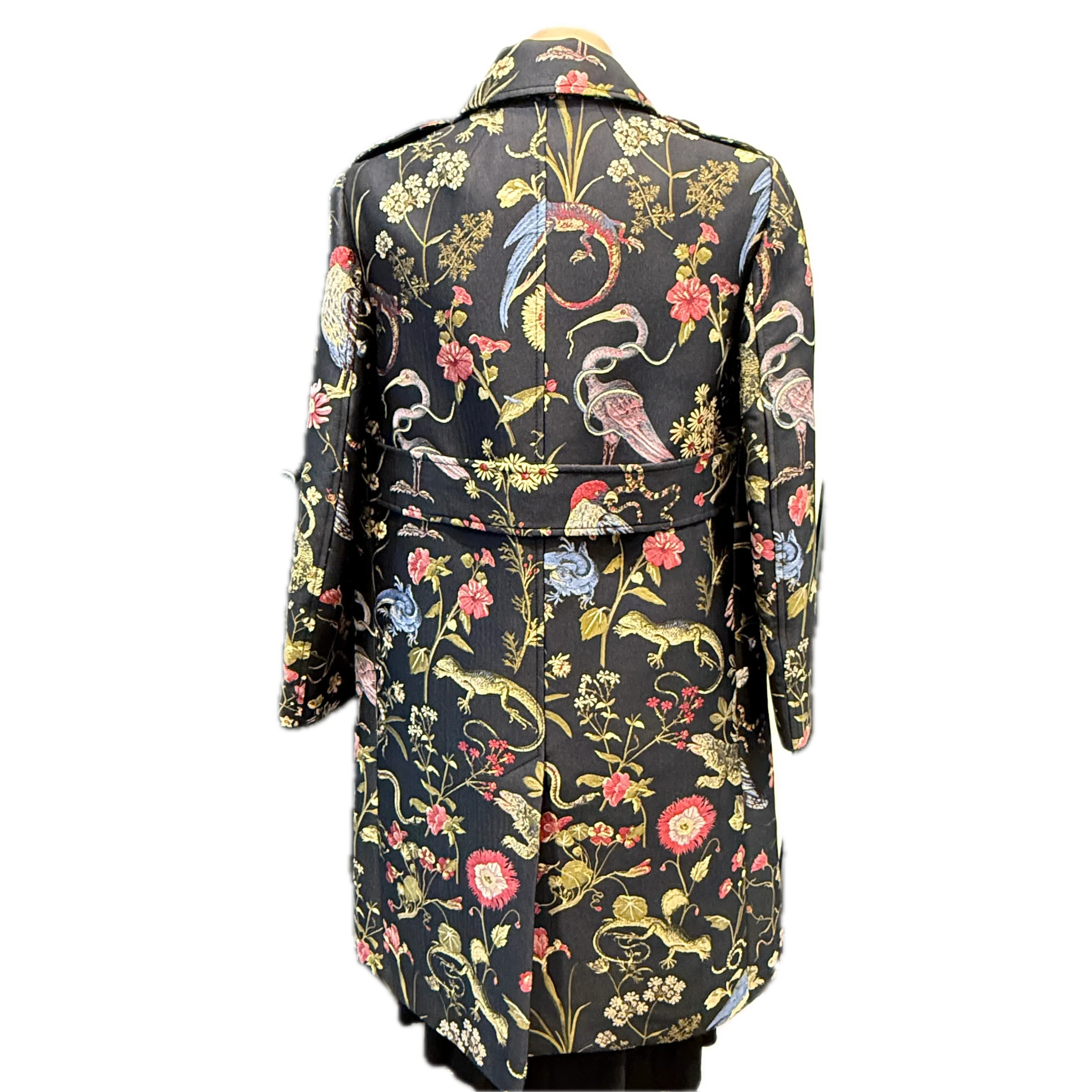 Red Valentino Bird Print Coat Jacket In Nero/rosso size 38 - Lost Designer