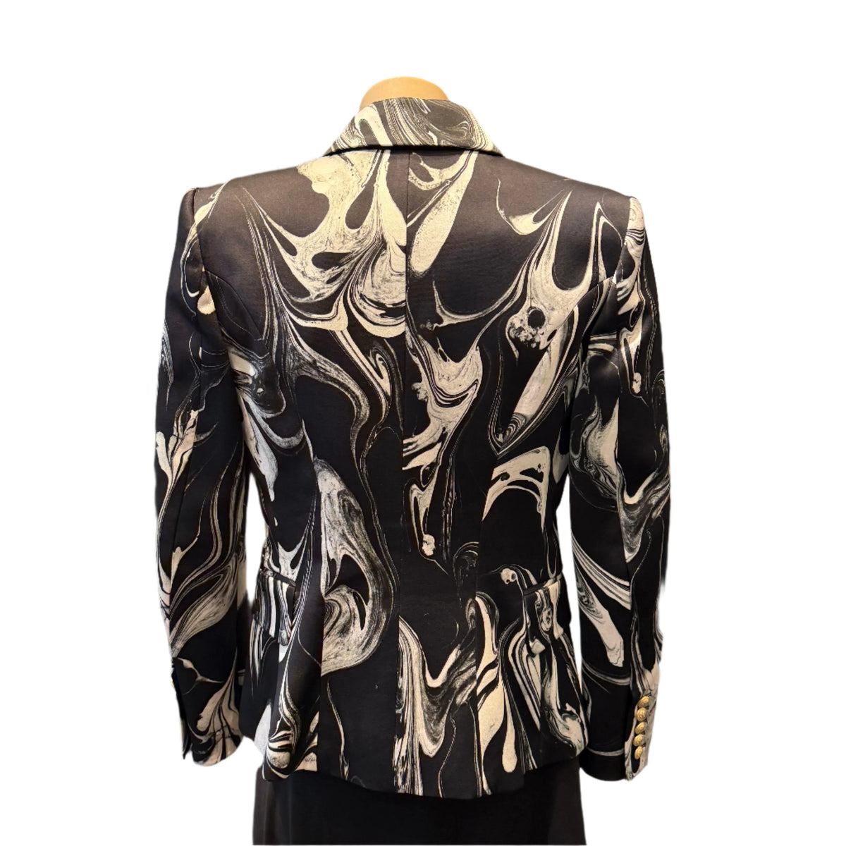 Balmain Satin Marble Jacket Blazer Womens 40 - Lost Designer