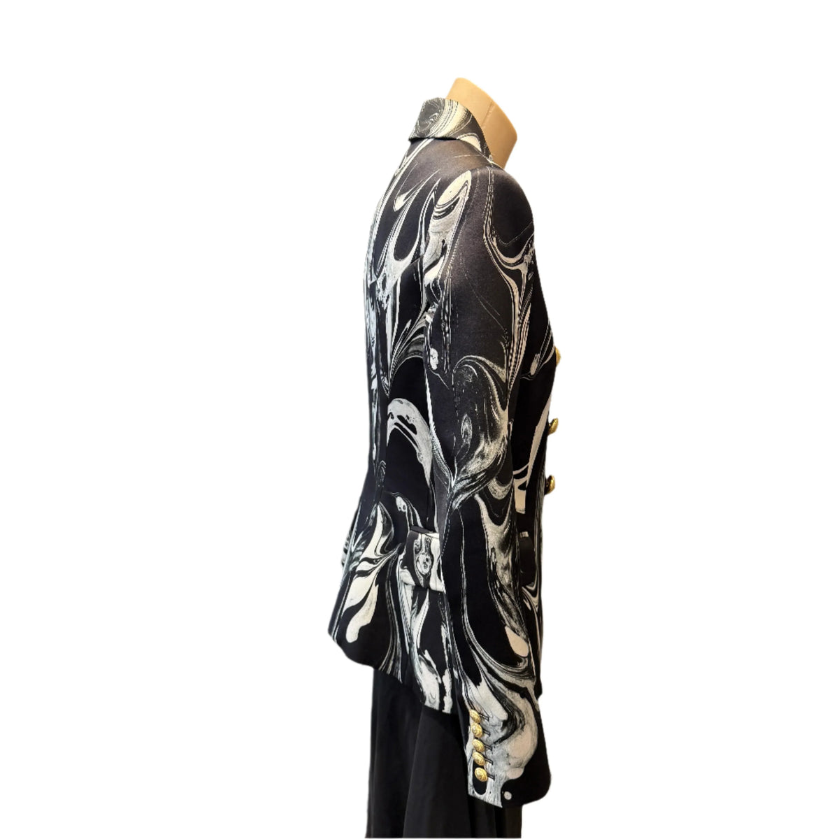 Balmain Satin Marble Jacket Blazer Womens 40 - Lost Designer
