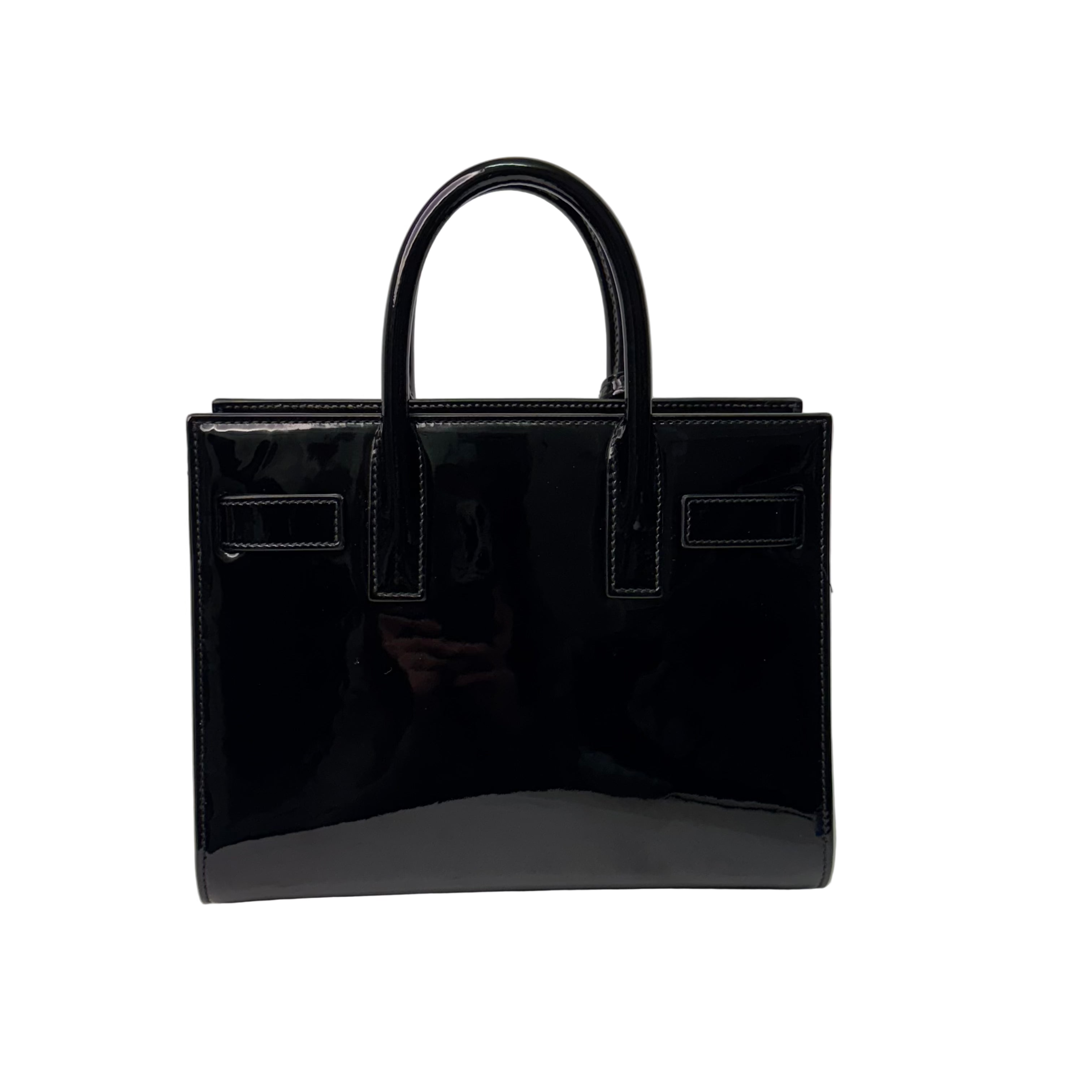 Saint Laurent Sac De Jour Handbag Patent Leather Black - Lost Designer