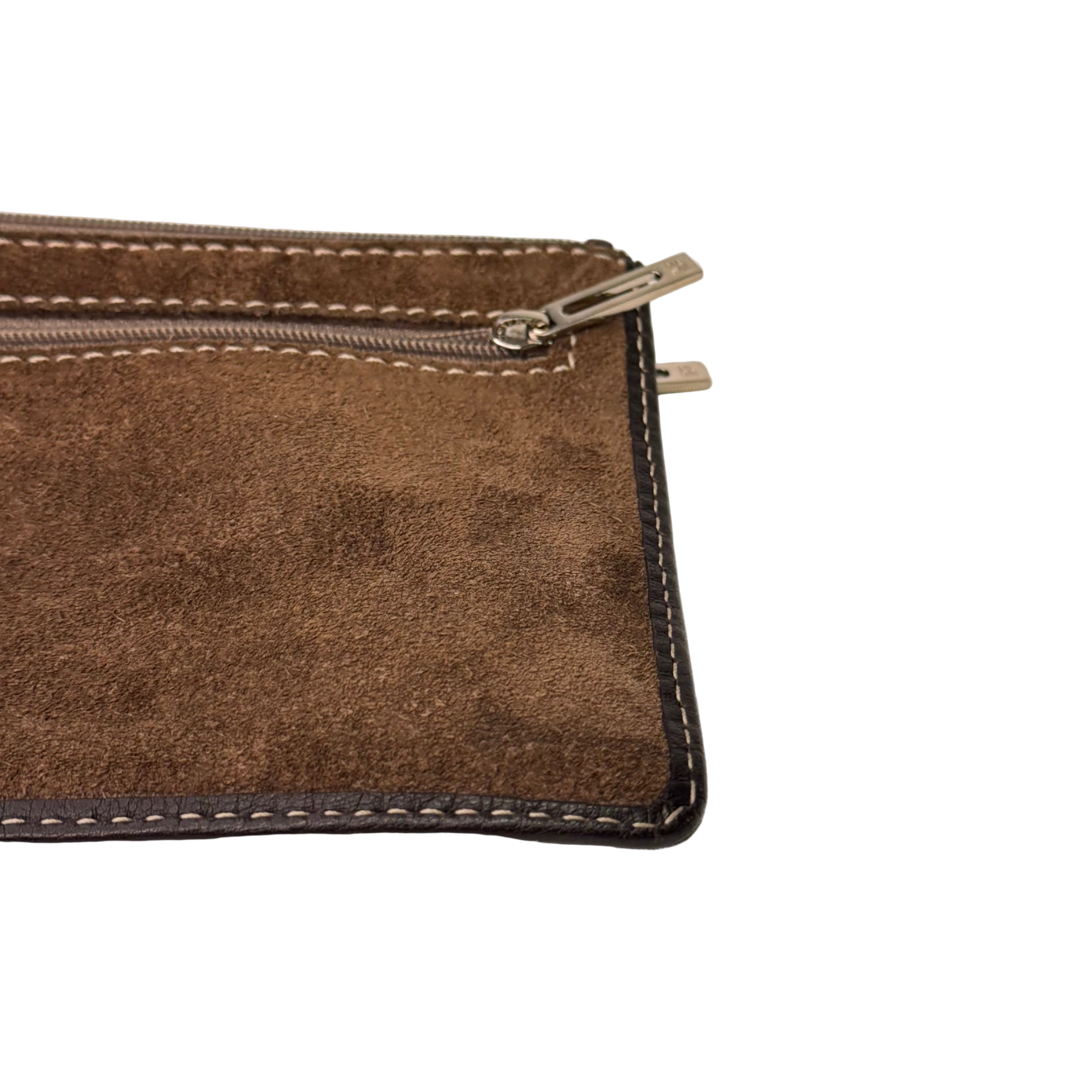 Loewe Wallet Pouch Suede Leather Brown - Lost Designer