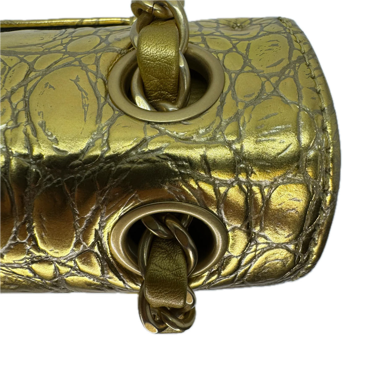 Chanel Double Flap Gold Egyptian Fall 2019 Medium embossed Crocodile Bag - Lost Designer