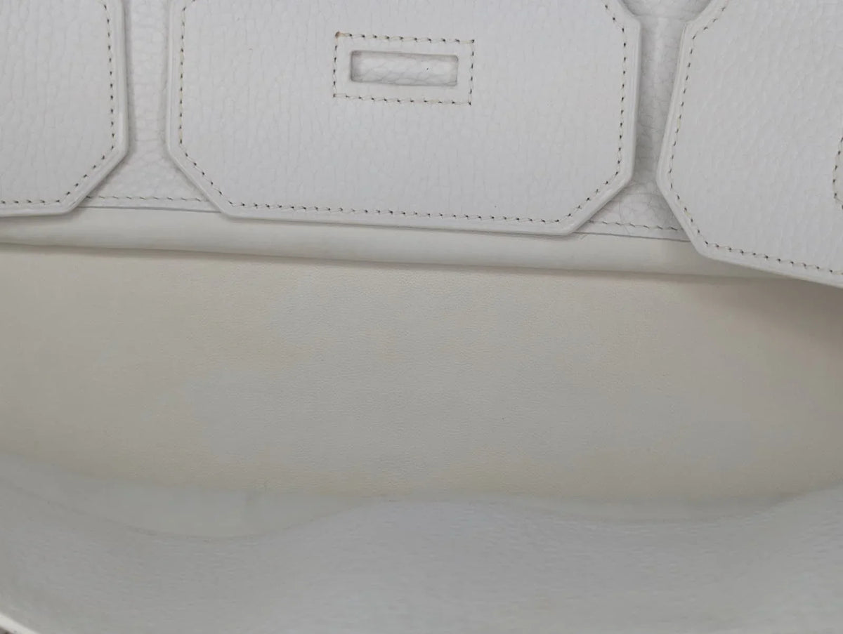 Hermès Birkin Shoulder 42 White Etoupe Clemence Palladium Hardware □J Stamp - Lost Designer