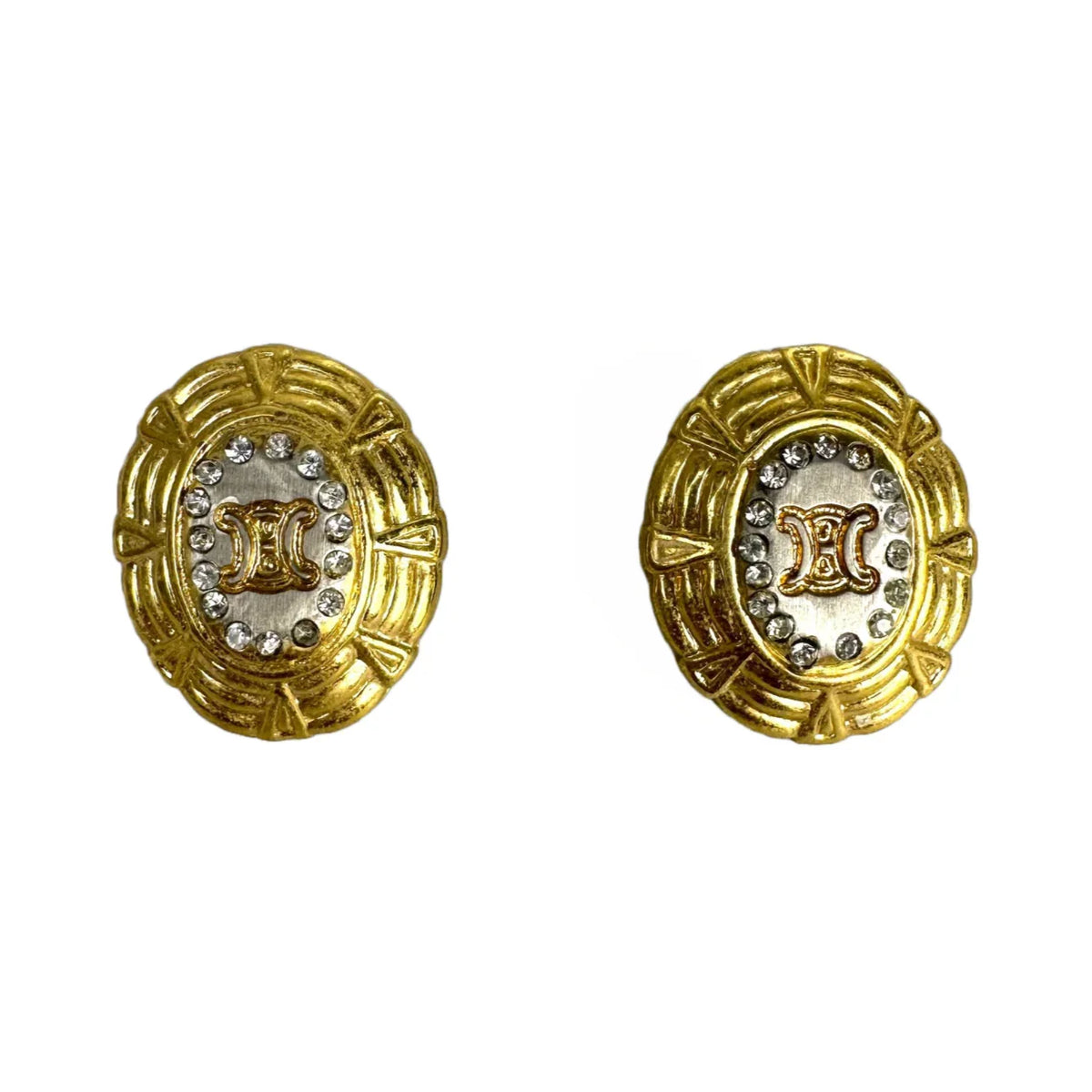 Celine Logo Earrings Gold - Lost Designer
