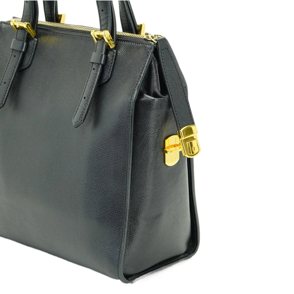 Giorgio Armani Square Leather Bag Black - Lost Designer