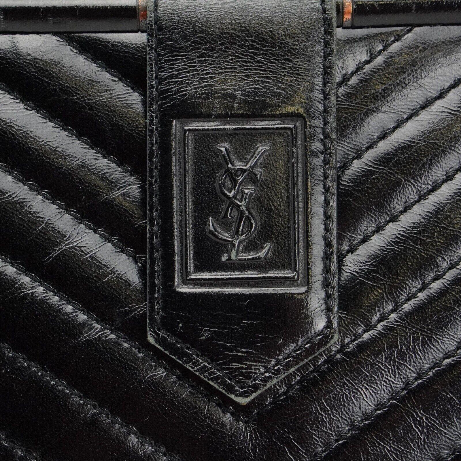 Saint Laurent Quilted Leather Clutch Bag Black - Lost Designer