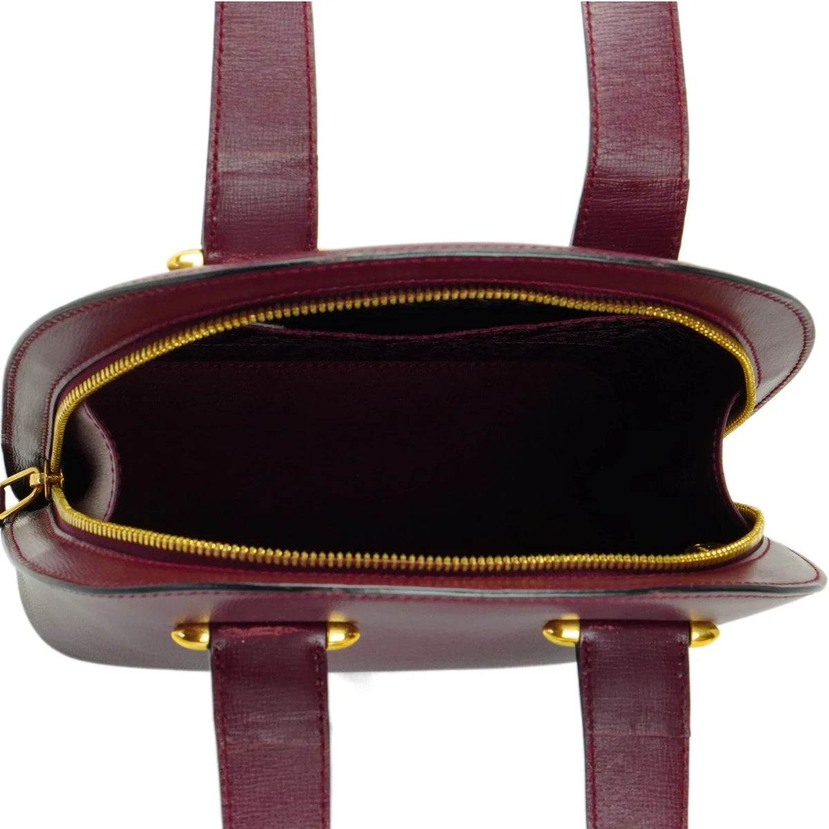 Cartier Leather Rounder Handbag Burgundy - Lost Designer