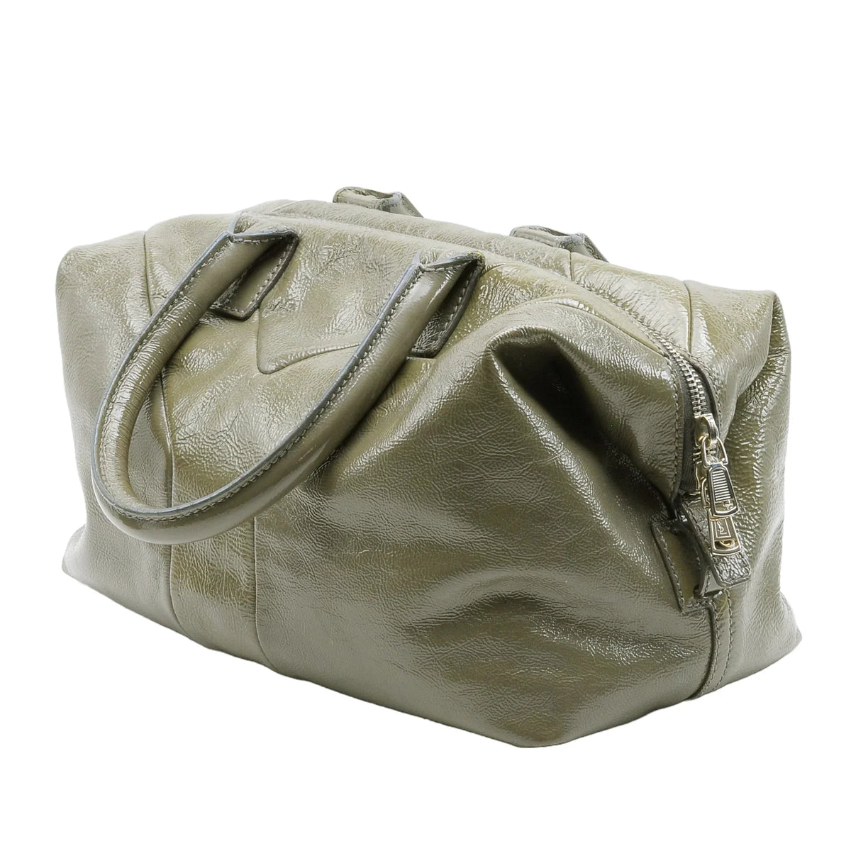 Saint Laurent Easy Patent Leather Boston Bag Olive - Lost Designer