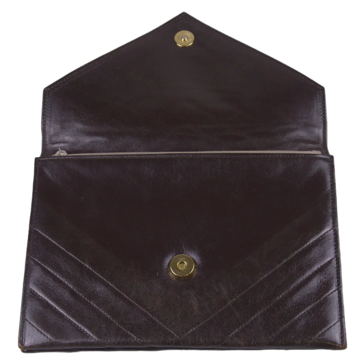 Saint Laurent Leather Clutch Bag Brown - Lost Designer