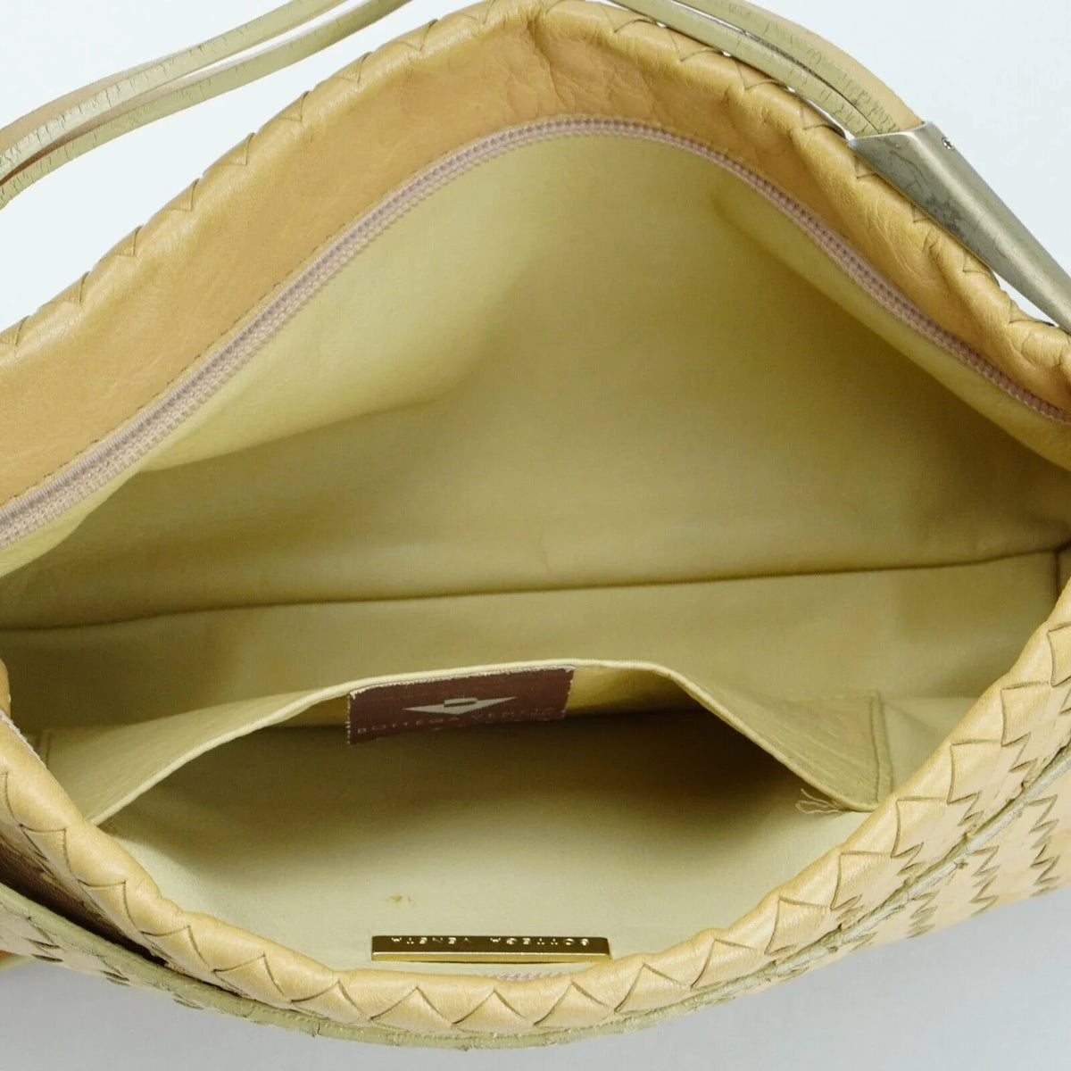 Bottega Veneta Intrecciato Leather Shoulder Bag Beige - Lost Designer