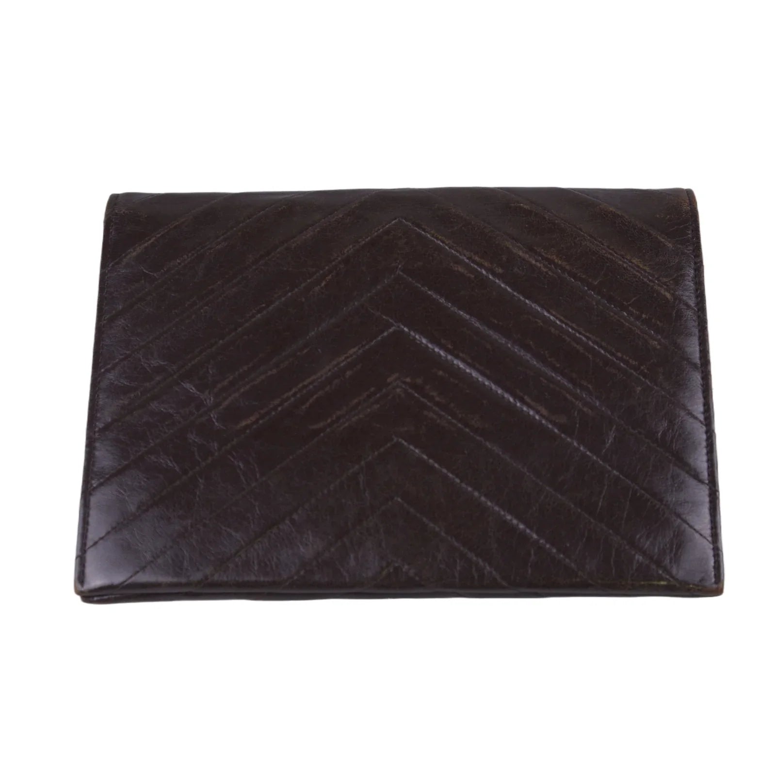 Saint Laurent Leather Clutch Bag Brown - Lost Designer