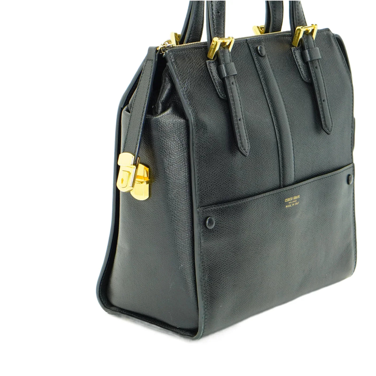 Giorgio Armani Square Leather Bag Black - Lost Designer